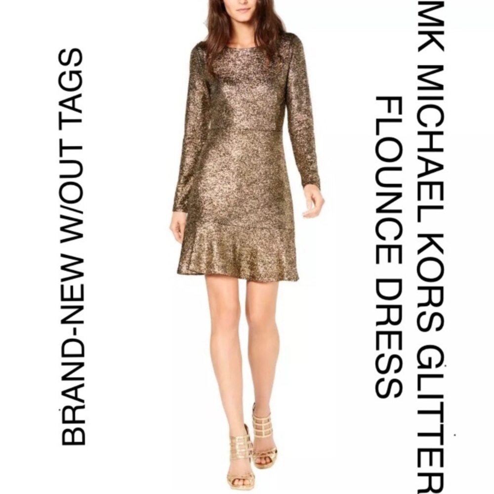⚡️FLASH DEAL! MICHAEL KORS GLITTER FLOUNCE DRESS S